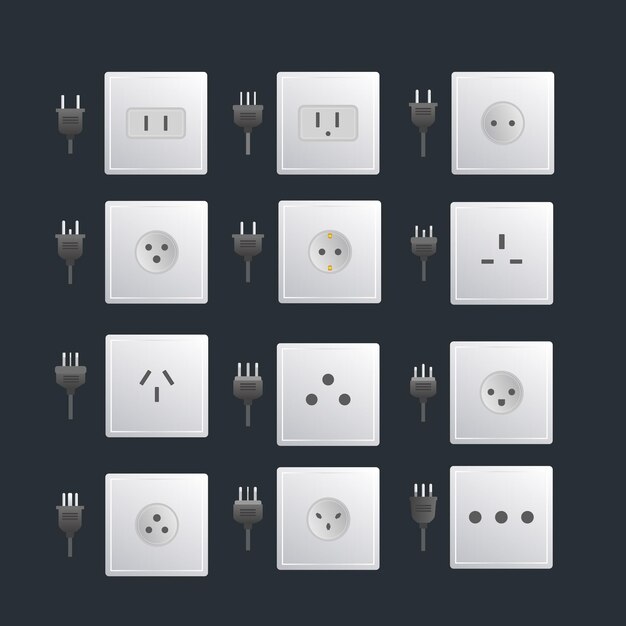 electrical socket and plug vector set