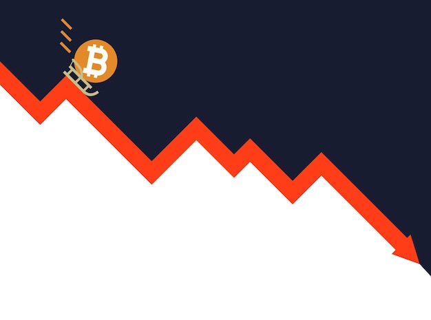 the falling of bitcoin vector illustration decrease graph