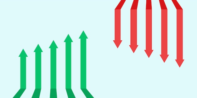 financial arrows up and down. green and red arrow. increase and decrease. vector 10 eps.