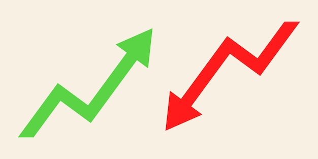 financial arrows up and down. green and red arrow. increase and decrease.