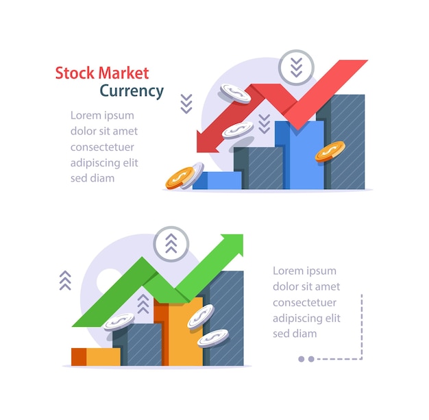 financial arrows up and down vector graph with green and red arrows chart with increase decrease