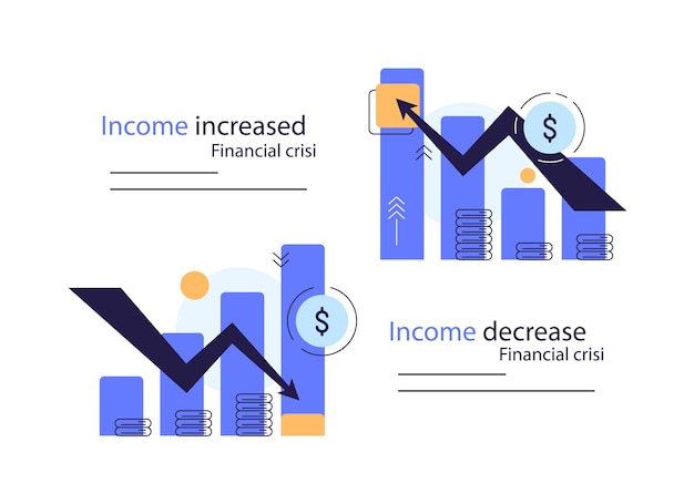 financial arrows up and down vector graph with green and red arrows chart with increase decrease