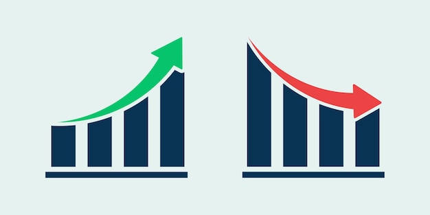 financial arrows up and down vector graph with green and red arrows chart with increase decrease