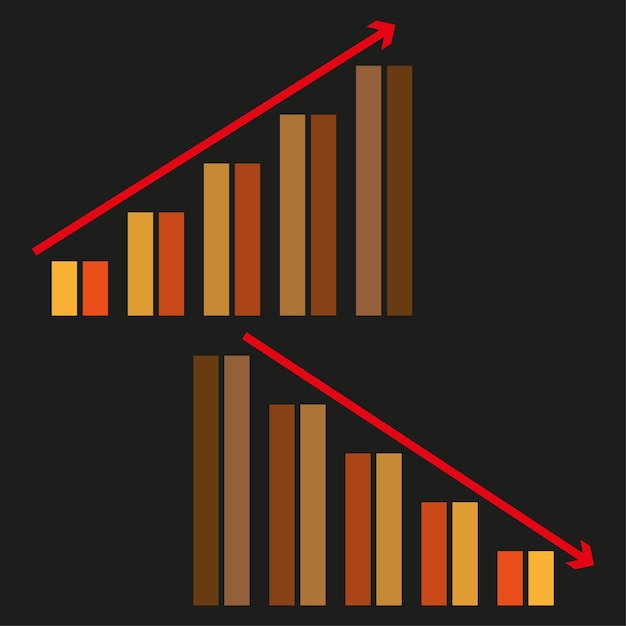 financial chart illustration declining graphic concept red arrow decrease vector business