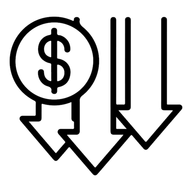 Financial Decrease and Cost Reduction Icon