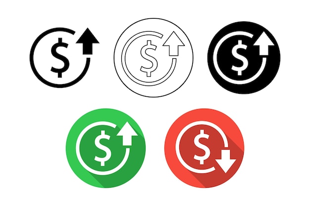 financial fluctuation icons money increase and decrease