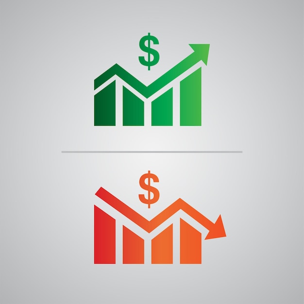 financial growth and decrease symbol design