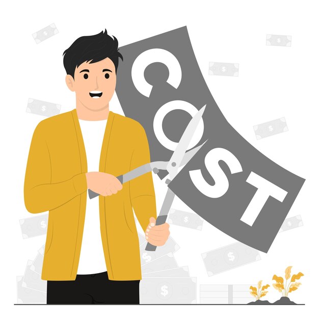 flat vector cost reduction or decrease expense