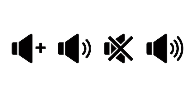 flat vector speaker icon set with sound on mute volume increase and decrease symbols