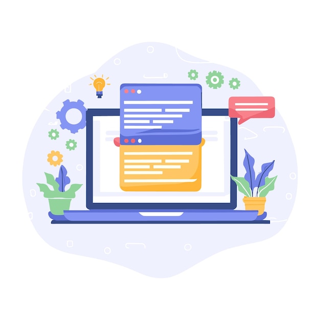 free vector programmer working on web development code web programming internet intelligent