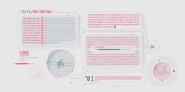futuristic interface of satellite data decoding program