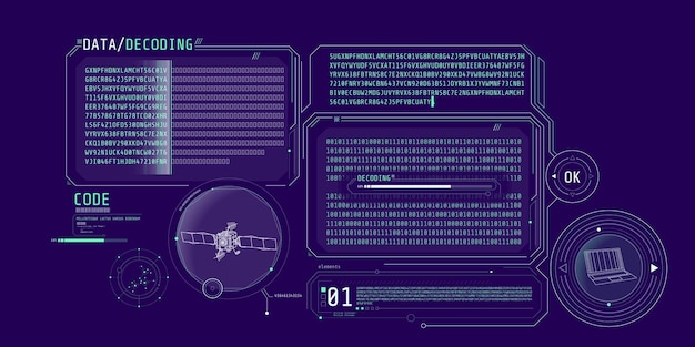futuristic interface of satellite data decoding program