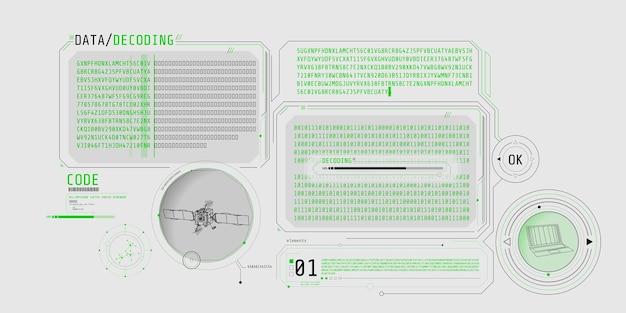 futuristic interface of satellite data decoding program