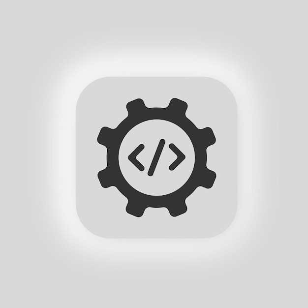 gear and code icon develope software illustration symbol java technology vector