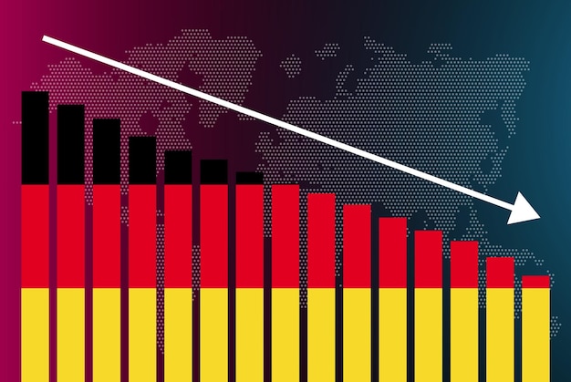 germany bar chart graph decreasing values crisis and downgrade news banner fail and decrease