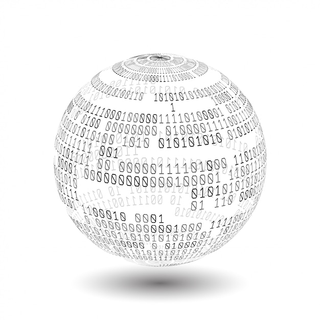 globe with binary code. ball of binary code. digital technology. data sorting. artificial intelligence.big data.smart system.