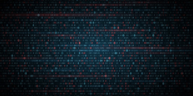 glowing binary software code background.