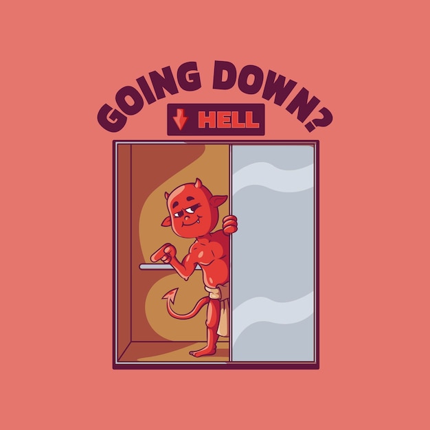 going down devil in an elevator to hell