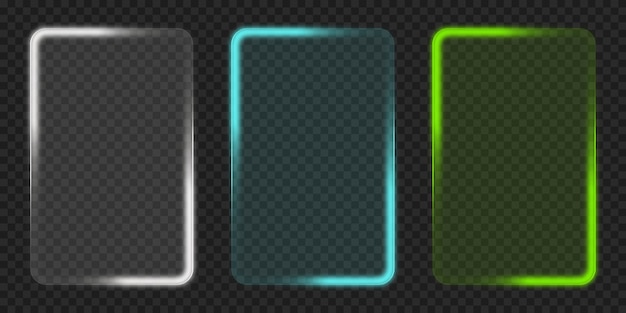gradient glowing rectangular frames elements set