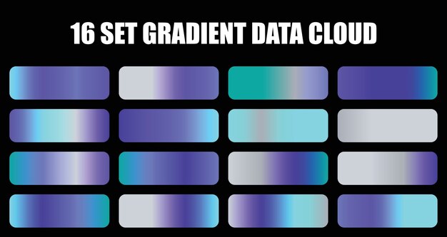 gradient rectangular data cloud elements set