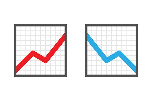 graph diagram vector icons graph increase and garph decrease for design and template