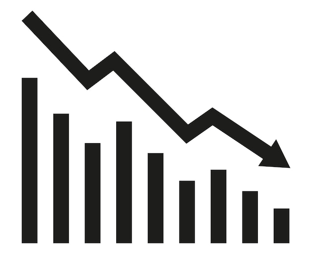 graph with decrease report diagram with recession and bankruptcy progress