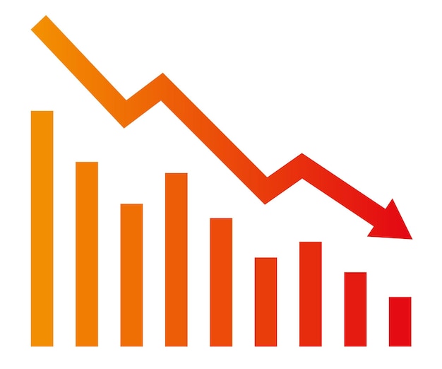 graph with decrease report diagram with recession and bankruptcy progress