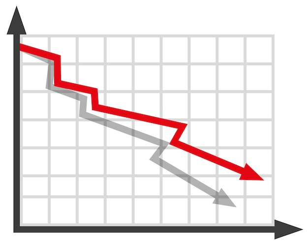 graph with decrease report diagram with recession and bankruptcy progresstration