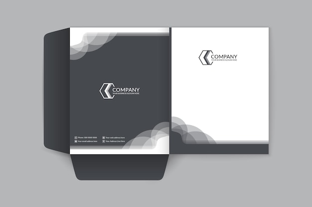 gray waves shape presentation folder template