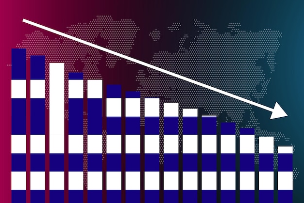 greece bar chart graph decreasing values crisis and downgrade news banner fail and decrease