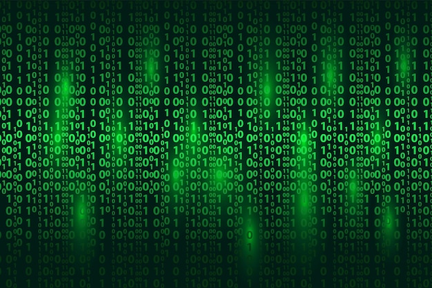 green binary code digital matrix vector background