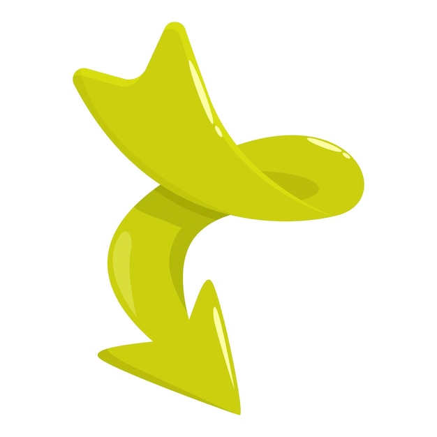green curly arrow pointing downward suggesting a decrease or fall
