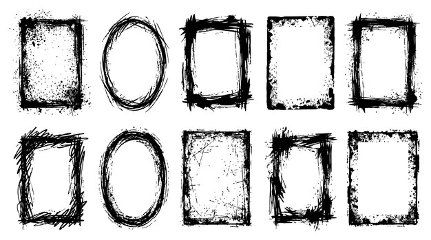 grunge frames elements set