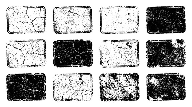 grunge rectangular frames elements set