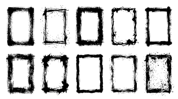 grunge rectangular frames elements set