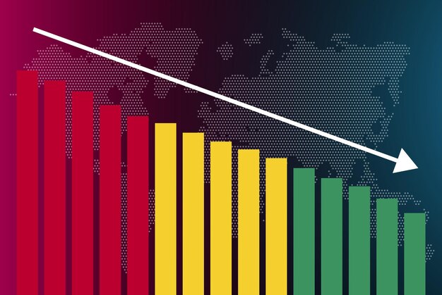 guinea bar chart graph decreasing values crisis and downgrade news banner fail and decrease