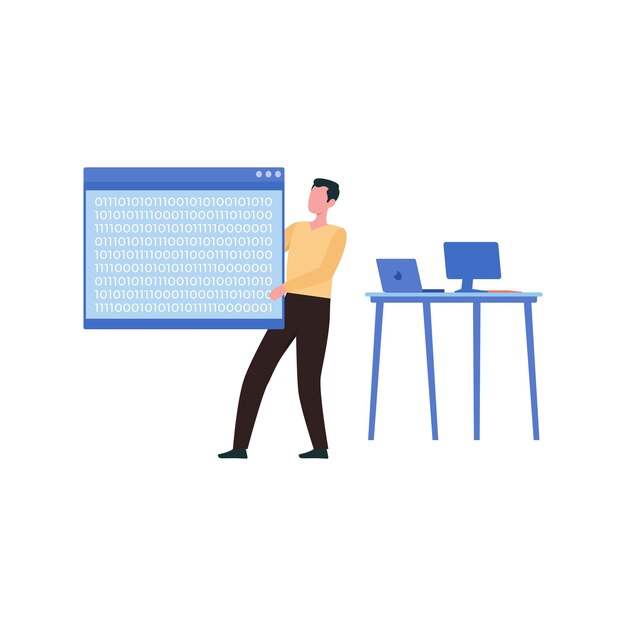 the guy is doing binary coding