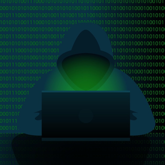 hacker on the background of the binary code vector