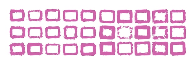 hand-drawn rectangular frames elements set
