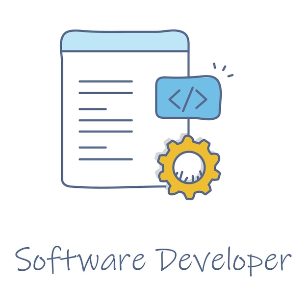 hand drawn software developer icon for programming and coding