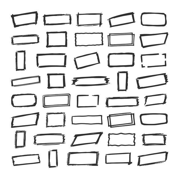 handdrawn rectangular frames elements set