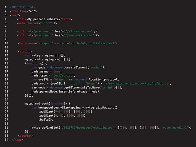 html code syntax highlighting on black background for programming wallpaper