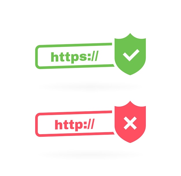 Http https 프로토콜 연결 SSL 암호화 웹 사이트 벡터 일러스트 레이 션