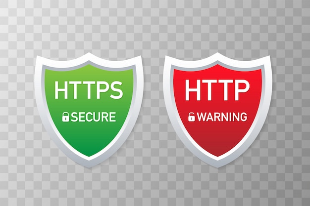 http and https protocols. safe and secure wev browsing. vector illustration.