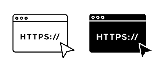HTTP 브라우저 아이콘 터 세트 HTTP 프로토콜 연결 기호