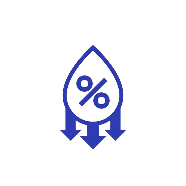humidity decrease icon water drop and percent