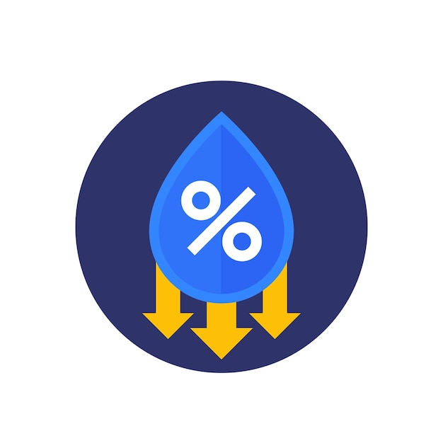 humidity decrease vector icon water drop and percent