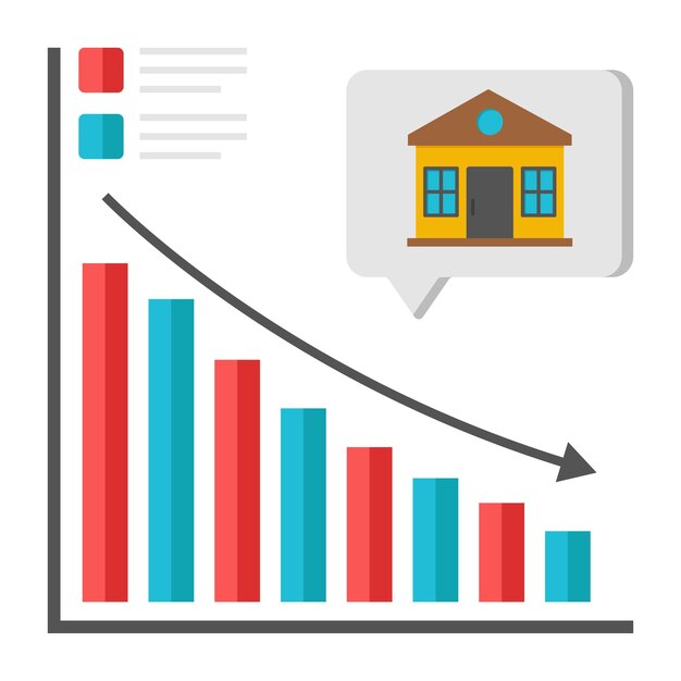 an icon design of estate value decrease