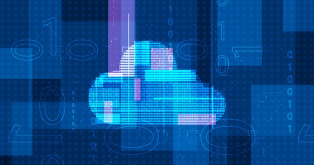 image vector illustration of a binary code background in the cloud