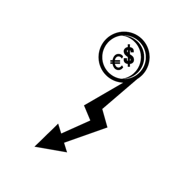 increase or decrease in dollar or euro currencyicon vector illustration design